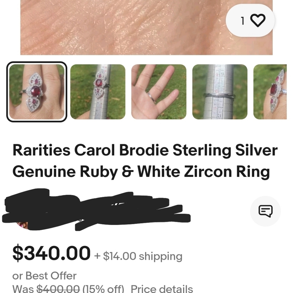 Genuine Rarities Carol Brodie Ruby, Champagne Diamonds & Blue Topaz Sz 7.75 - Picture 14 of 17